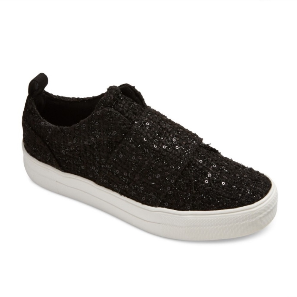 New! Slip-On Embellished Boucle Black Sneakers. dv by Dolce Vita. Sequins.